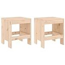 vidaXL Set of 2 Solid Pine Wood Garden Stools - Rustic Look Outdoor Seating - Ideal for Patio, Deck or Balcony - Natural Brown Color