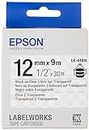 Epson LabelWorks Clear LK (Replaces LC) Tape Cartridge 1/2" Black on Clear (LK-4TBN) - for use with LabelWorks LW-300, LW-400, LW-600P and LW-700 Label Printers