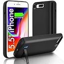Battery Case for iPhone 8 Plus/7 plus/6s Plus/6 Plus, 8500mAh Charging Case with Kickstand, Wired Headphone, Priority Charging Supported, Extend Battery Pack for iPhone Plus -Black