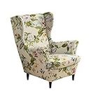 Wingback Chair Cover Slipcover Stretch Printed Spandex 2 Piece Wingback Armchair Covers with Elastic Bottom Cover for Living Room Armchair Recliner (03)