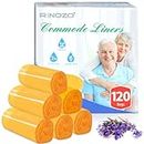 Commode Liners for Bedside Portable Toilet Chair Bucket 120 Pack Lavender Scented Disposable Waste Bags for Adults Universal Fit