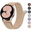 Amzpas for Samsung Galaxy Watch 4 Band 40mm 44mm, Galaxy Watch 4 Classic Bands 42mm 46mm Women Men, 20mm Stainless Steel Metal Replacement Bracelet Strap for Samsung Watch 4 Bands (Rose Gold)