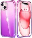Mkeke for iPhone 15 Case Clear, [Not Yellowing] [Military-Grade Drop Protection] Phone Case for iPhone 15 with Shockproof Bumper 2023 - Gradient Purple Pink