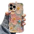Jusy Oil Painting Flower Compatible with iPhone 11 Pro Max Case, Colorful Retro Floral Cute Curly Wave Frame Women Girls Cover for Apple 11 Pro Max (Green)