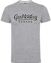Gas Monkey Garage T-Shirt Large Script Logo, Grey, L