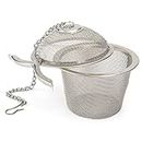Evaluemart Stainless Steel Tea Filter Infuser 4.5cm Basket Shaped Tea Infuser for Green Tea Loose Tea Leaf and Tea Bags with a Chain and a Hook