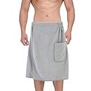 Polyte Quick Dry Microfiber Bath Towel Body Wrap for Men, One Size (Gray)