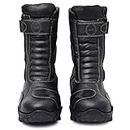 Biker Waterproof Boots with Steel Toe : High Ankle Leather Waterproof Boots for Men with Memory Foam Footpad & High Performance Rubber Sole. Sizes 5 to 12 Available. Article : 707Black (numeric_12)