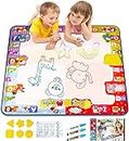 KIZZYEA Educational Toy for 2 3 4 5 Years Old Kids, Water Doodle Mat, Kids Large Coloring Mat with Neon Colors, Christmas Birthday Gifts for Toddlers, Boys,Girls
