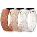 DaQin Compatible with Fitbit Charge 5 Bands/Fitbit Charge 6 Bands for Women, 3 Pack Sunflower Engraved Bands Silicone Waterproof Replacement Strap for Charge 6 Band/Charge 5 Band FitnessTracker,Small