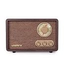 LoopTone Fm/Am Radio Bluetooth Speaker Retro Wooden Portable Radio with Antenna Knob Black