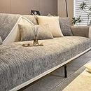 Simple Striped Chenille Anti-Scratch Couch Cover, Solid Chenille Striped Weave Textured Sectional Couch Covers (Light Gray,110 * 240)