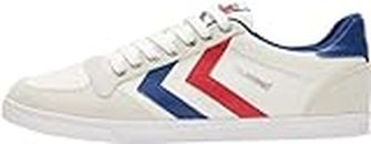 Hummel Unisex Slimmer Stadil Low Sneaker, White White Blue Red Gum, 8 UK