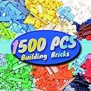 HUIZDQ 1500 Pieces Building Bricks, Classic Bulk Small Blocks, Classic Building Bricks Set Basic Building Blocks Compatible with All Major Brands