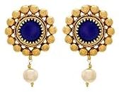 JFL- Jewellery for Less One Gram Gold Plated Big Blue Traditional Ethnic Designer Stud Earrring for Women and Girls Party Casual Wear,Valentine