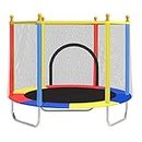 BabyGo 55 inch /4.5 Feet Indoor & Outdoor Kids Trampoline with Safety Enclosure Net & Spring Pad - Exercise Trampoline for Kids & Adults - Capacity Upto 100 Kg.