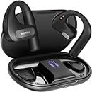 BlitzMax Open Ear Headphones Bluetooth 5.3, Wireless Sports Headphones Earphones 16.2 mm Speaker with Bass, Air Conduction Headphones for Android & iPhone, Wireless Earbuds 60 Hours Playtime