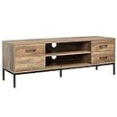 HOMCOM TV Stand for TV up to 50 Inches, TV Cabinet with Door, Open Storage and Drawers, TV Table with Steel Legs, Coffee