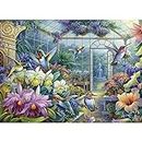 Bits and Pieces - 500 Piece Jigsaw Puzzle for Adults 18" x 24" - Antique Greenhouse - 500 pc Bird Fountain Beautiful Flower Garden Jigsaw by Artist Oleg Gavrilov
