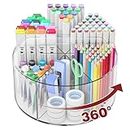 Acrylic Pen Holder Pencil Organizer, 360-Degree Rotating Pencil Holder, Crayon Organizer for Kids Marker Holder Caddy Organizer for Desk, Kids Desk Organizer for Office Home School Art Supply