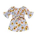 YOUNGER TREE Kids Toddler Baby Girls Summer Outfit Off-Shoulder Sunflower Overall Romper Jumpsuit Short Trousers Clothes (Sunflower, 12-18 Months)