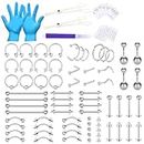 WillTen 100PCS Piercing Kits for All Piercings, 12G 14G 16G Piercing Needles Tools for Nose Septum Belly Button Lip Tongue Cartilage Ear Tragus Helix Piercing with Piercing Jewelries Clamps Tool Kit