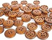 Daily Crafts Pack of 12 Wooden Buttons Coffee Brown Dark Diameter 25 mm,(1 inch) 4 Holed for Sewing and Art and Craft Round Buttons with 4 Holes