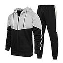 CALUOMATT Tracksuit Men, Casual Outfit Athletic Sweatsuits for Men Jogging Suits Sets 2 pcs Black L