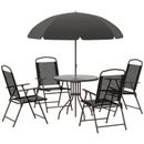 Juego de comedor de jardín Outsunny 6 piezas muebles de exterior sillas plegables mesa sombrilla