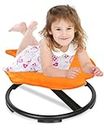 Silla giratoria para niños, taburete oscilante naranja, silla sensorial giratoria con carrusel para niños que mejoran la coordinación física