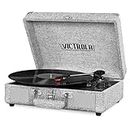 Victrola VWM-100SB-LGY Journey+ Portable Suitcase Record Player - Dual Bluetooth - Belt Drive - Built-in Speaker - (33/45/78 RPM Speeds) (Grey)