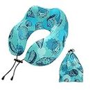 Sinestour Seahorse Conch Shell Travel Neck Pillow Airplane Pillow Memory Foam Neck Pillow with Storage Bag Long Flight Essentials for Sleeping Travel