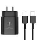 25W Type C Charger for Samsung Super Fast Power Adapter with Type C to C 3.3FT Cable Wall Charging Block Compatible for Samsung Galaxy M14 5G/A14/F14 /M33/F23/A34/A54 Cellular Phone [25 Watt] - Black