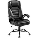Yaheetech Executive Office Chair PU Leather Computer Chair High Back Ergonomic Desk Chair, Big Seat for Heavy People, Black