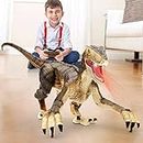 FRUSE Dinosaurio Teledirigido,2.4GHz Dinosaurio Robot con luz LED y,Rugido, Caminando Realistas, Juguetes con Batería Recargable para Niños de 3 4 5 6 7 8 9+ Años para Regalos Cumpleaños