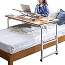 SHENJIA Overbed Table with Wheels, Adjustable Desktop Angle and Height, Suitable for Hospital Bed Home Family - Over Bed Table Wheeled for Work Entertainment and Daily Relaxation