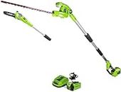Greenworks 8 Inch 40V Cordless Pole Saw with Hedge Trimmer Attachment 2.0 AH Battery Included PSPH40B210