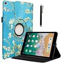 ProElite 360 Rotatable Smart Flip Case Cover for Apple iPad 9.7 inch 2018/2017 5th/6th Generation Air 1 Air 2 with Stylus Pen, Flowers