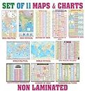 Complete set of UPSC Maps & Charts | set of 11 | India & World Map ( Both Political & Physical ) with Constitution of India, Constitutional Amendments, Indian History, Indian Economy, Geographical Terms, Geography of India, and UPSC Prelims Syllabus Chart | NON LAMINATED