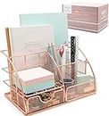 The Darcy Company Rose Gold Desk Organizer for Women, Mesh All in One Desktop Organization for Office Supplies and Accessories - Rose Gold Desk Accessories, Storage Home and Office Decor, Pen, Pencil and Paper Holder
