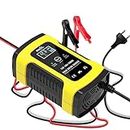 Full Automatic Battery Charger 12 Volt 6AMP for Car/Truck/Bike Batteries - Suitable for 4ah to 100ah Capacity Batteries, Yellow