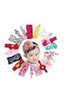 BAKEFY - 6 PIECE Newborn Baby girl bows headbands for newborn and infant toddler hairbands hair accessories handmade elastic stretchy headband for girls child toddlers kids