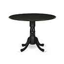 East West Furniture DLT-ABK-TP Dublin Dining Table - a Round Wooden Table Top with Dropleaf & Pedestal Base, 42x42 Inch, Wirebrushed Black