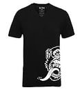 Gas Monkey Garage T-shirt noir à col en V pour homme Motif singe Blanc, Noir., M