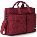 KINGSLONG Protective Laptop Shoulder Bag, 17 Inch Laptop Briefcase Messenger Bag for Men Women, Crossbody Laptop Business Briefcase for Work(Red)