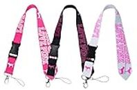 Lanyard for Keys, Lanyards for ID Badges Women Phones Bags Keys Cell Phones Bags, Lanyard with Quick Release Buckle (3 Pcs Pink)
