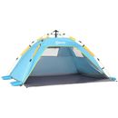 Outsunny 2 Man Pop-up Beach Tent Sun Shade Shelter Hut w/Windows Door Light Blue
