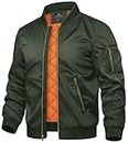 TACVASEN Men's Jackets Zip Up Hiking Fishing Thick Outwear Fall Winter Outwear Green, M