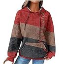 Yihaojia Womens Hoodies Casual Long Sleeve Drawstring Waffle Pullover Tops Loose Hooded Sweatshirt with Pocket Coupons and Promo Codes for Discount