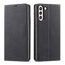 EYZUTAK Premium PU Leather Flip Folio Case for Samsung Galaxy S21 5G, Protective Case with Kickstand Card Slot Magnetic Closure Shockproof Wallet Cover - Black